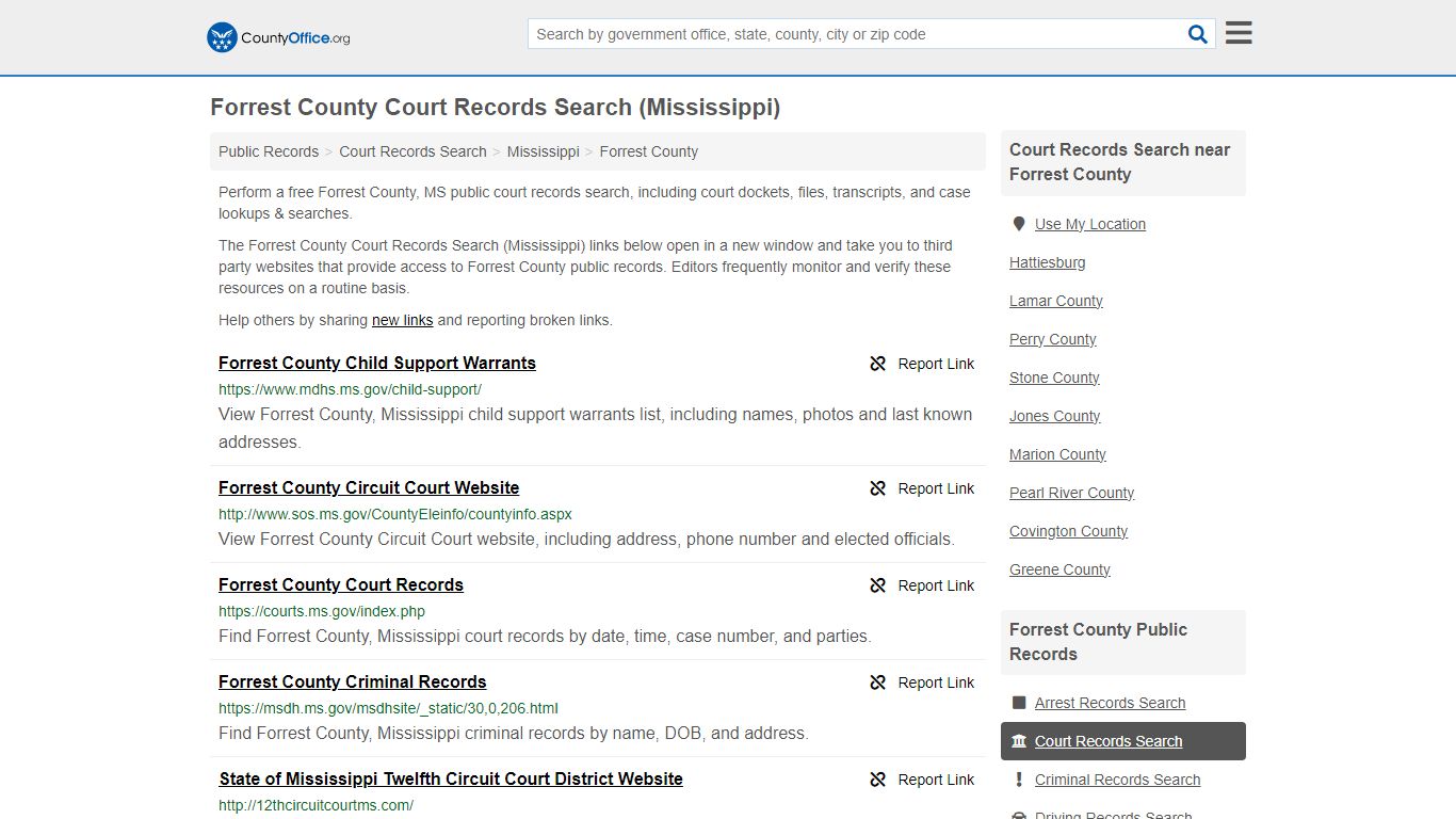 Forrest County Court Records Search (Mississippi) - County Office